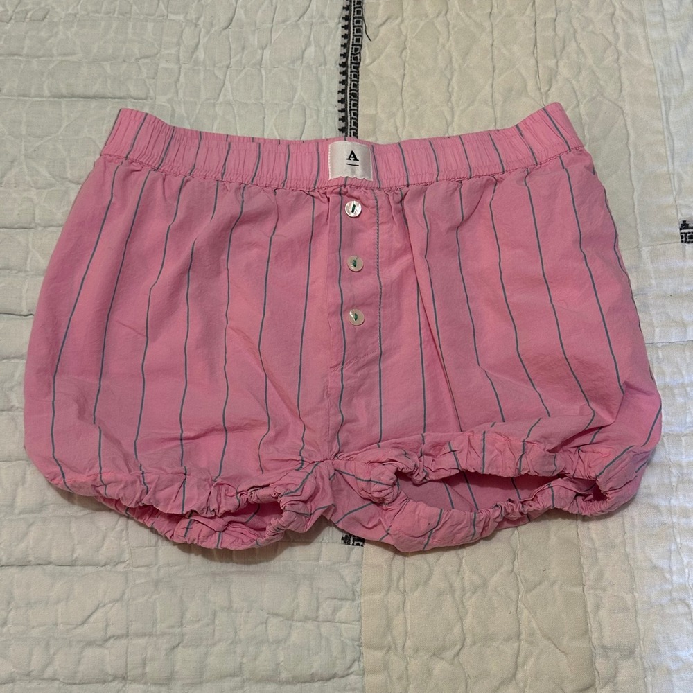 Anthropologie Pajama Shorts Pink Striped Cotton Bloomers XS